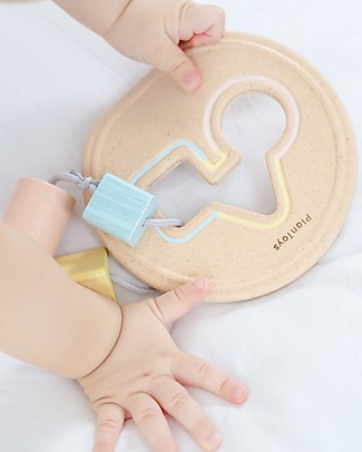 PlanToys Wooden Shape Sorter, Geometric Figures - Hand-eye Coordination Wooden Stacking Toys
