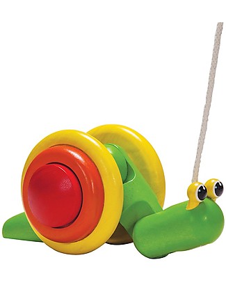 PlanToys Wooden Snail, Pull-Along Toy - Encourage new Walkers Wooden Push & Pull Toys