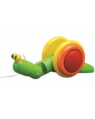 PlanToys Wooden Snail, Pull-Along Toy - Encourage new Walkers Wooden Push & Pull Toys
