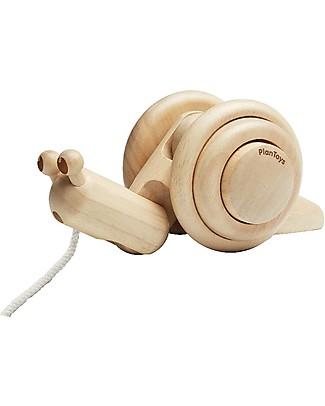 PlanToys Wooden Snail Pull-Along Toy - Natural - Encourage new Walkers Pull Toys