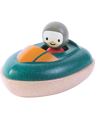 PlanToys Wooden Speed Boat, 8.5 x 12 x 5.5 cm - Eco-friendly fun! Beach Toys