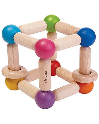 PlanToys Wooden Square Clutching Toy - Eco-friendly Wooden Rattles