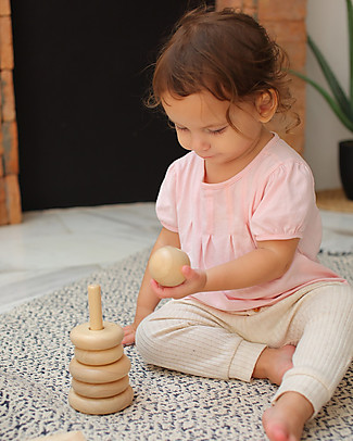 PlanToys Wooden Stacking Ring - Natural - Eco-friendly fun! Wooden Stacking Toys