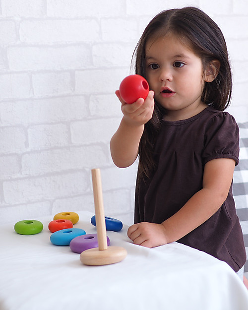 PlanToys Wooden Stacking Ring - Rainbow - Eco-friendly fun! Wooden Stacking Toys