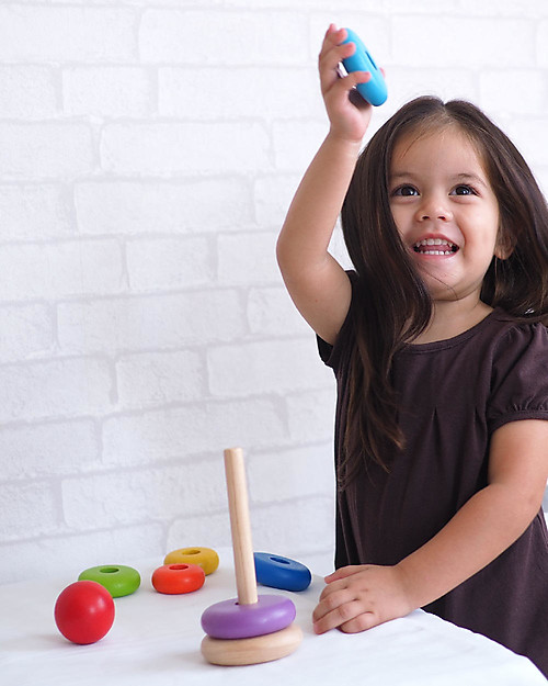 PlanToys Wooden Stacking Ring - Rainbow - Eco-friendly fun! Wooden Stacking Toys