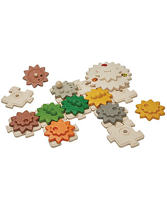 PlanToys Wooden Toy Gears & Puzzles - 22 pieces Puzzles