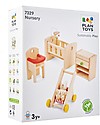 PlanToys Wooden Toy Nursery - with Drawers, High Chair, Stroller and Crib Pretend Play