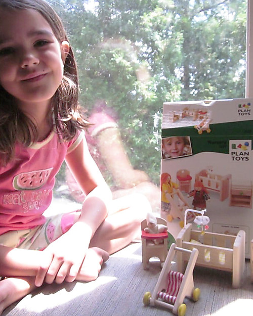 PlanToys Wooden Toy Nursery - with Drawers, High Chair, Stroller and Crib Pretend Play