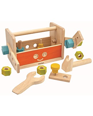 PlanToys Wooden Toy Robot Tool Box - Can transform into a robot! Wooden Toy Tools