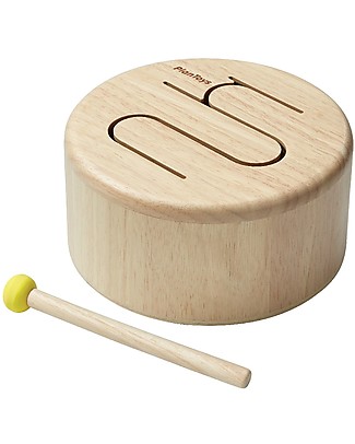 PlanToys Wooden Toy Solid Drum Natural - Learn music while having fun! Musical Instruments