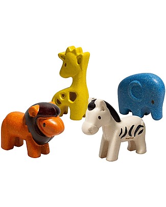 PlanToys Wooden Toy Wild Animals Set Story Making Games