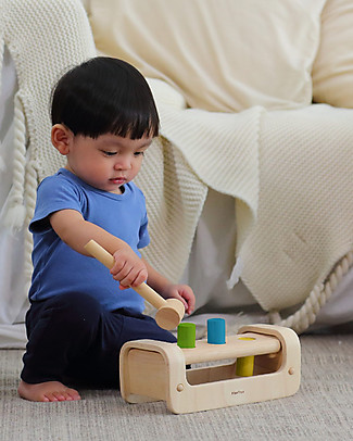 PlanToys Wooden Toys Pounding Bench - Eco-friendly and fun! Wooden Stacking Toys