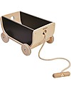PlanToys Wooden Wagon, Black - Play and tidy up Pull Toys