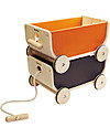 PlanToys Wooden Wagon, Black - Play and tidy up Pull Toys