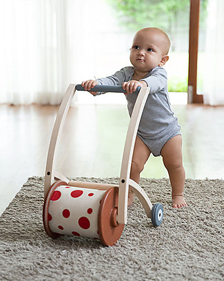 PlanToys Wooden Walker and Rattle, Roll n Walk Wooden Push & Pull Toys