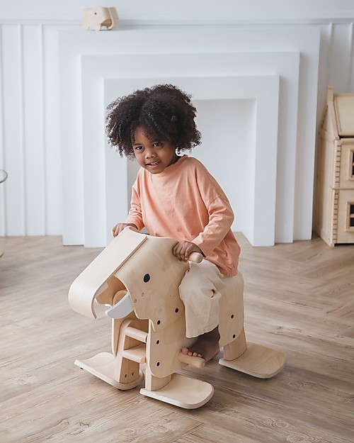 PlanToys Wooden Walking Elephant - Realistic Walking Style of Elephant! Rides On