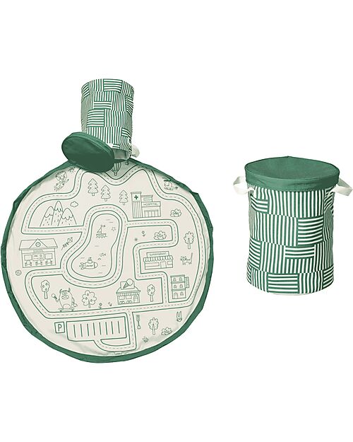 Play&Go 2-in-1 Outdoor Play Mat and Toy Storage Basket – Roadmap Storage Bag and Playmat