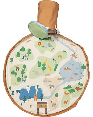Play&Go 2-in-1 Outdoor Play Mat and Toy Storage Basket – Zoo Storage Bag and Playmat