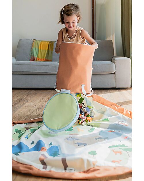 Play&Go 2-in-1 Play Mat and Toy Storage Basket – Zoo - 3+ Years Storage Bag and Playmat