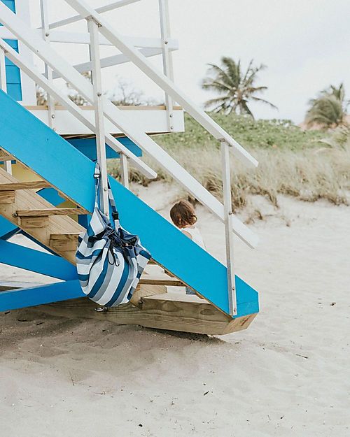 Play&Go 2 in 1 Storage Bag & Playmat - in Cotton - Blue/Green Stripes Storage Bag and Playmat