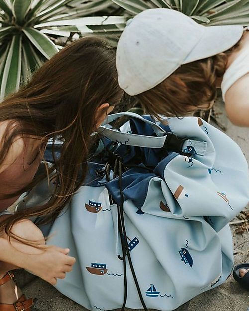 Play&Go 2 in 1 Storage Bag & Playmat - in Cotton - Boats Storage Bag and Playmat