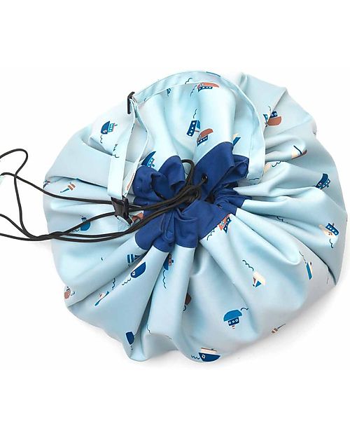 Play&Go 2 in 1 Storage Bag & Playmat - in Cotton - Boats Storage Bag and Playmat
