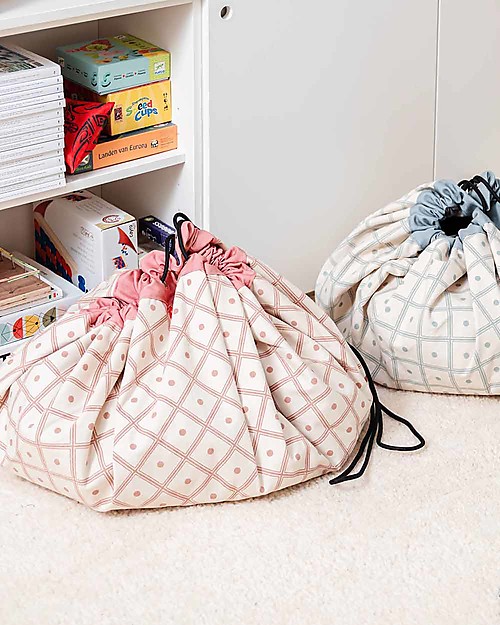 Play&Go 2 in 1 Storage Bag & Playmat in cotton - Geo coral Toy Storage Boxes