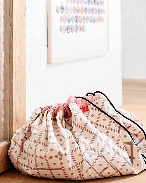 Play&Go 2 in 1 Storage Bag & Playmat in cotton - Geo coral Toy Storage Boxes