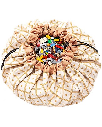 Play&Go 2 in 1 Storage Bag & Playmat in cotton - Geo mustard Storage Bag and Playmat
