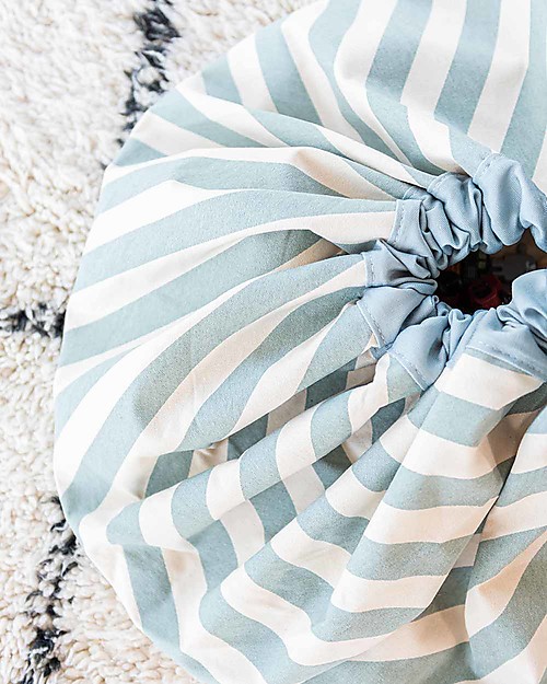 Play&Go 2 in 1 Storage Bag & Playmat in cotton - Green Stripes Toy Storage Boxes