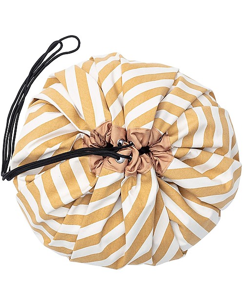 Play&Go 2 in 1 Storage Bag & Playmat in cotton - Mustard Stripes Storage Bag and Playmat