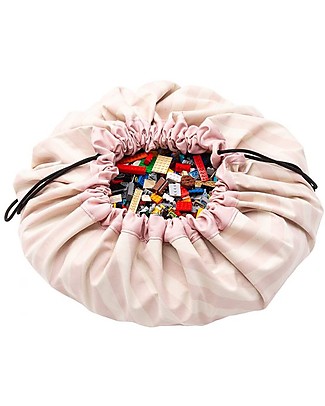 Play&Go 2 in 1 Storage Bag & Playmat in cotton - Pink Stripes Storage Bag and Playmat