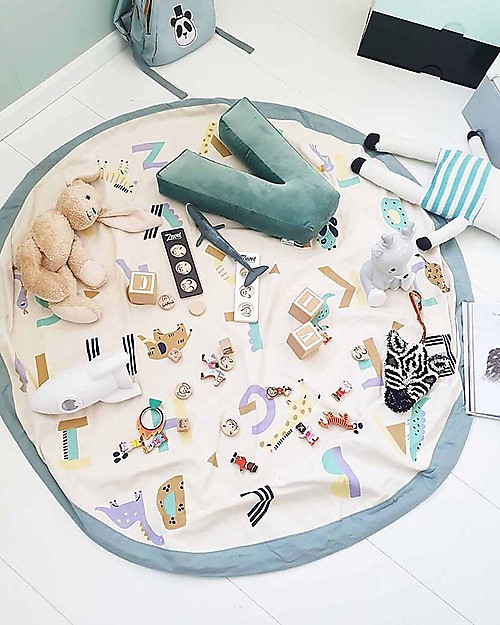 Play&Go 2 in 1 Storage Bag & Playmat in cotton - Veggie Numbers Storage Bag and Playmat