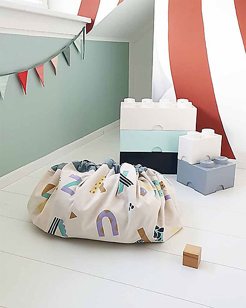 Play&Go 2 in 1 Storage Bag & Playmat in cotton - Veggie Numbers Storage Bag and Playmat