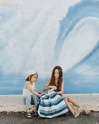 Play&Go 2 in 1 Storage Bag & Playmat - in Polyester - Blue/Green Stripes Outdoor Games and Toys_