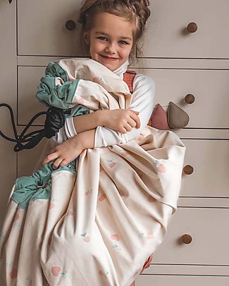 Play&Go 2 in 1 Storage Bag & Playmatt in cotton - Cherry Playmats