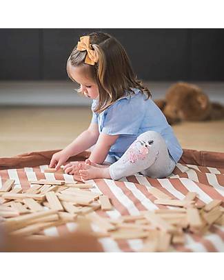 Play&Go 2 in 1 Storage Bag and Playmat - in Cotton - Brown Stripes Storage Bag and Playmat
