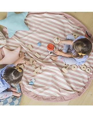 Play&Go 2 in 1 Storage Bag and Playmat - in Cotton - Pink Stripes Storage Bag and Playmat