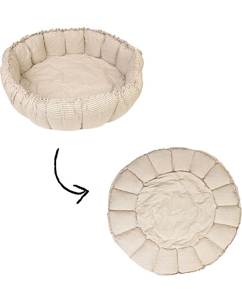 Play&Go 3-in-1 Play Mat - Bloom Stripes Blue - 100% Organic Cotton Padded Playmats