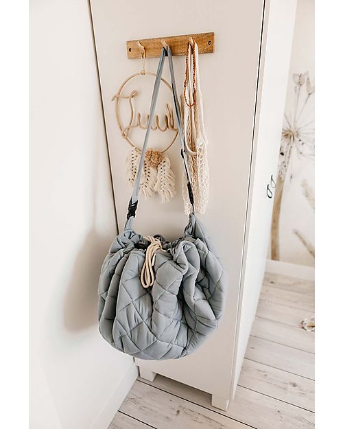 Play&Go 3 in 1 Storage Bag & Playmatt in cotton - Dusty Blue Storage Bag and Playmat