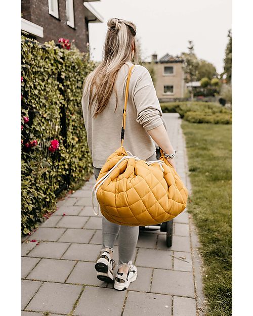 Play&Go 3 in 1 Storage Bag & Playmatt in cotton - Mustard Chai Tea Padded Playmats