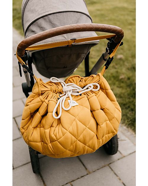 Play&Go 3 in 1 Storage Bag & Playmatt in cotton - Mustard Chai Tea Padded Playmats