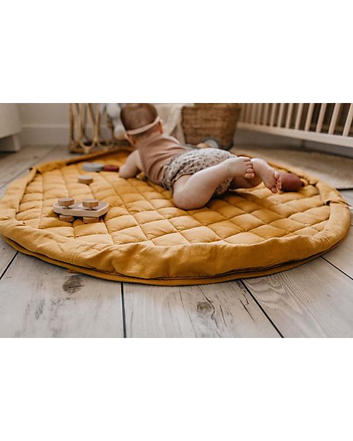 Play&Go 3 in 1 Storage Bag & Playmatt in cotton - Mustard Chai Tea Padded Playmats