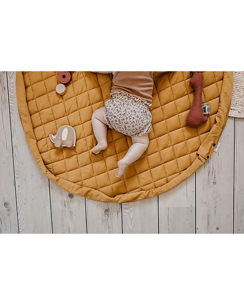 Play&Go 3 in 1 Storage Bag & Playmatt in cotton - Mustard Chai Tea Storage Bag and Playmat