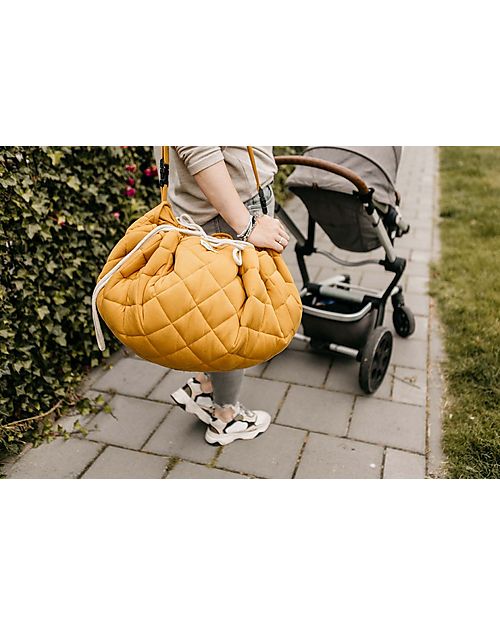 Play&Go 3 in 1 Storage Bag & Playmatt in cotton - Mustard Chai Tea Storage Bag and Playmat