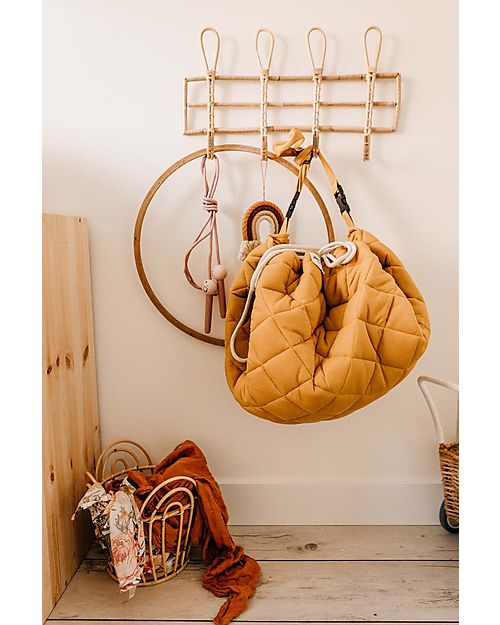 Play&Go 3 in 1 Storage Bag & Playmatt in cotton - Mustard Chai Tea Storage Bag and Playmat