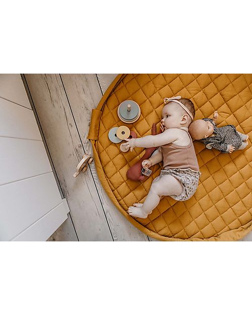 Play&Go 3 in 1 Storage Bag & Playmatt in cotton - Mustard Chai Tea Storage Bag and Playmat