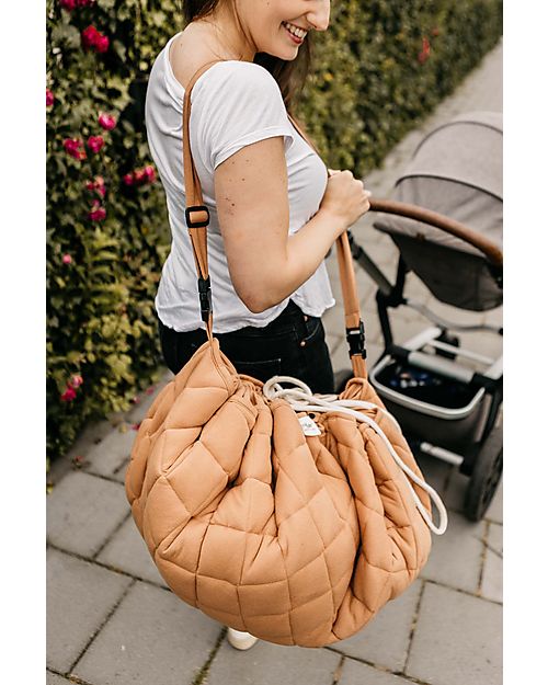 Play&Go 3 in 1 Storage Bag & Playmatt in cotton - Tawny Brown Storage Bag and Playmat