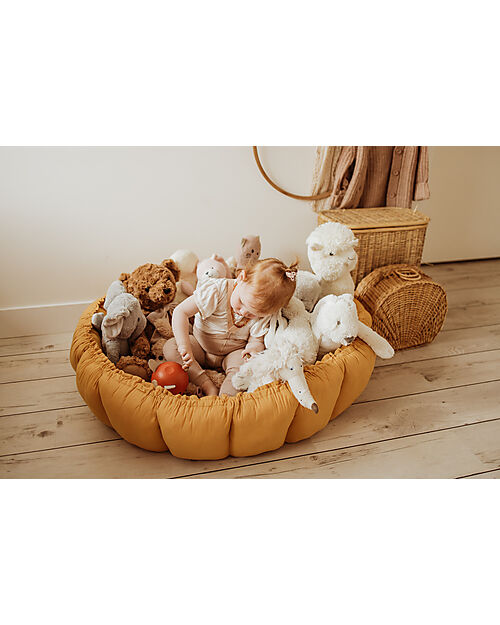Play&Go 3 in 1 Storage Bag - Playmat and Baby Nest in 100% Organic Cotton - Chai Tea Mustard Storage Bag and Playmat