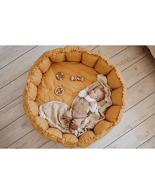 Play&Go 3 in 1 Storage Bag - Playmat and Baby Nest in 100% Organic Cotton - Chai Tea Mustard Storage Bag and Playmat